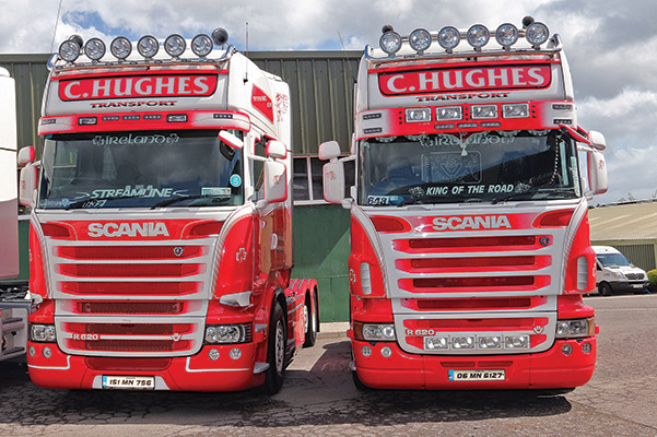 C Hughes Logistics runs a fleet of nine Scania lorries, mostly doing continental work.)
